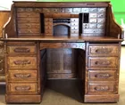 Antique Derby Tiger Oak Roll Top Desk C.1890