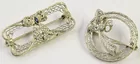 2 Antique Filigree Pins w/Diamonds & Sapphire