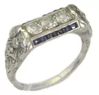 Antq. Platinum, Diamond & Sapphire Ring