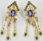 14K Earrings w/Amethyst, Emerald & Diamond