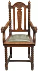 Antq. Oak Chair w/Ram's Heads & Barley Twist