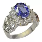 14K White Gold Tanzanite & Diamond Ring