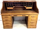 Vintage Tiger Oak Roll Top Desk