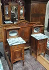 4-pc. Antq. Cvd. Marble-top Bedroom Set