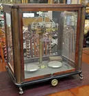 Lg. Antq. Balance Scale in Glass/Wood Case