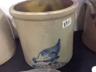 Ellenvile chicken pecking corn crock