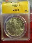 #45 1883-CC Morgan ANACS MS-63