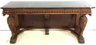 Ornate Carved Wood Marble Topped Locking Sideboard