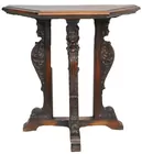 Half Table with 3 Carved Legs