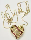 14K Ruby & Diamond Heart Pendant & Chain
