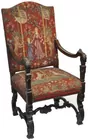 Ornately Carved Needlepoint Armchair
