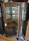 Antq. Carved Curved-glass China Cabinet