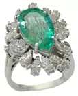 18K White Gold Emerald & Diamond Ring, As Is