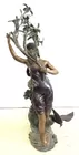 Antique Art Nouveau Bronze Lady Sculpture Light