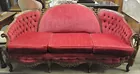 Ornate Red Velvet French-carved Couch