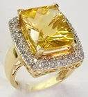 14K Ring w/Diamonds & Lg. Citrine