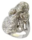 Vintage 14K White Gold Ring w/Many Diamonds