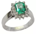 14K White Gold Ring w/1.70 ct. Emerald & Diamonds