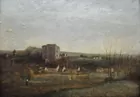 Oil on Wood Board Painting sgd. Corot