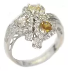 18K White Gold 3-Color Diamond Heart Ring