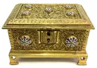 Antique Brass Trinket Box w/ Enamel Accents