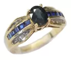 14K Gold Sapphire Diamond Ring
