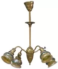 Antq. Brass Light Fixture, Loetz Shades