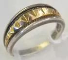 14K & Sterling Ring w/Raised Geometrics