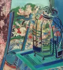 Abstract Unsgd. Painting of Bird Cage