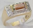 14K Watermelon Tourmaline Diamond Ring