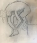 Pencil Drawing of Nude Woman sgd. Degas