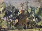 Sm. Sgd. N. FECHIN Unframed Painting of House