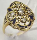 14K Enamel Ladies' Ring w/5 Diamonds