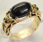 14K Men's Ring w/Black Star Diopside