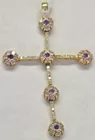 14K Cross Pendant w/Amethyst & Zircon Stones