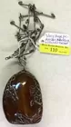 Silver Design Necklace w/Lg. Piece of Amber