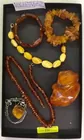 Lg. Amber Pc., 3 Amber Bracelets, Necklaces, Pin