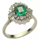18K White Gold Colombian Emerald & Diamond Ring