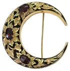 14K Gold Garnet & Diamond Enamel Brooch