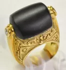 18K Handmade Ring w/Onyx & Diamond 