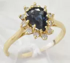 14K Ring w/Sapphires & Diamonds