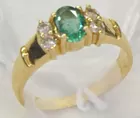 14K Ring w/Emeralds & Diamonds