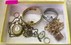 Box w/Costume Jewelry, Vintage Watches