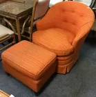 Mid-Century Swivel Armchair & Ottoman Set