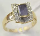 14K Ring w/Iolite & Diamonds
