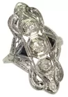 Vintage 18K White Gold Filigree Diamond Ring