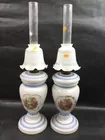 Antique Glass Oil Lamp Pair