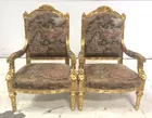 French Louis XVI Style Gilt Tapestry Armchairs