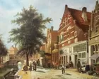 Painting, Town Scene, sgd. de la Veda