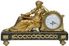 Lg. Ornate Antq. Figural Clock on Marble Base